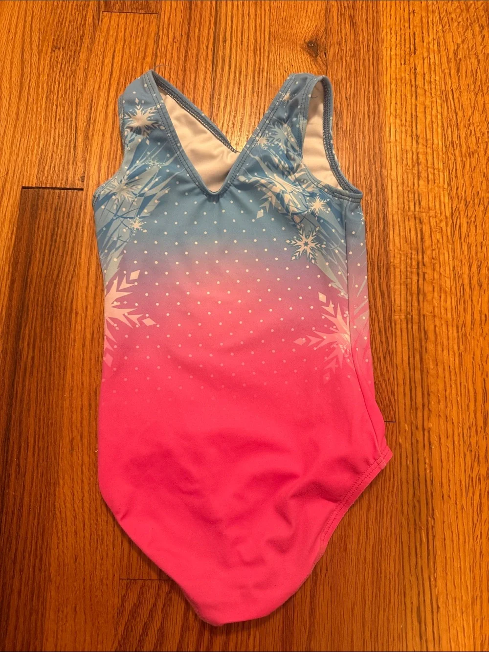 GK Disney Girls Pink and Blue Frozen Ice Skating Leotard